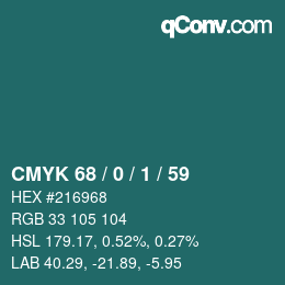 Color code: CMYK 68 / 0 / 1 / 59 | qconv.com