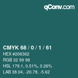 Color code: CMYK 68 / 0 / 1 / 61 | qconv.com