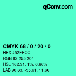 カラーコード: CMYK 68 / 0 / 20 / 0 | qconv.com