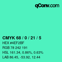 Código de color: CMYK 68 / 0 / 21 / 5 | qconv.com