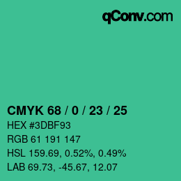 Color code: CMYK 68 / 0 / 23 / 25 | qconv.com