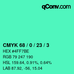 カラーコード: CMYK 68 / 0 / 23 / 3 | qconv.com