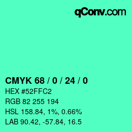 Color code: CMYK 68 / 0 / 24 / 0 | qconv.com