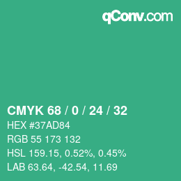 Color code: CMYK 68 / 0 / 24 / 32 | qconv.com