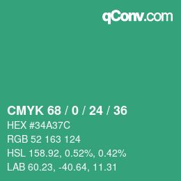 カラーコード: CMYK 68 / 0 / 24 / 36 | qconv.com