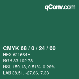 Color code: CMYK 68 / 0 / 24 / 60 | qconv.com