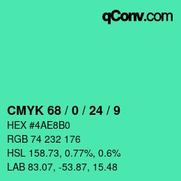 颜色代码: CMYK 68 / 0 / 24 / 9 | qconv.com