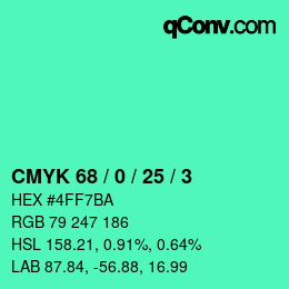 カラーコード: CMYK 68 / 0 / 25 / 3 | qconv.com