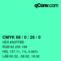 Color code: CMYK 68 / 0 / 26 / 0 | qconv.com