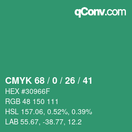 颜色代码: CMYK 68 / 0 / 26 / 41 | qconv.com