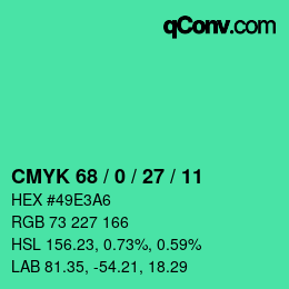 Code couleur: CMYK 68 / 0 / 27 / 11 | qconv.com
