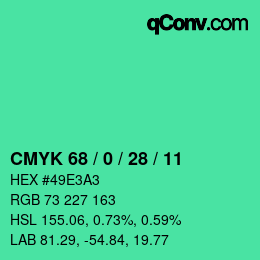颜色代码: CMYK 68 / 0 / 28 / 11 | qconv.com