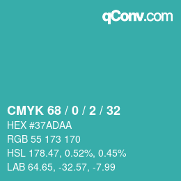 Color code: CMYK 68 / 0 / 2 / 32 | qconv.com