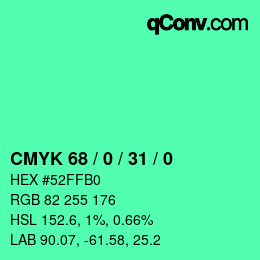 Color code: CMYK 68 / 0 / 31 / 0 | qconv.com