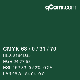 Código de color: CMYK 68 / 0 / 31 / 70 | qconv.com