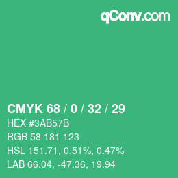 Color code: CMYK 68 / 0 / 32 / 29 | qconv.com