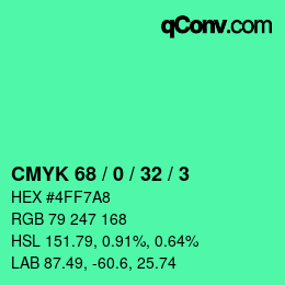 Color code: CMYK 68 / 0 / 32 / 3 | qconv.com