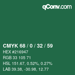 Color code: CMYK 68 / 0 / 32 / 59 | qconv.com