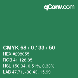 Color code: CMYK 68 / 0 / 33 / 50 | qconv.com