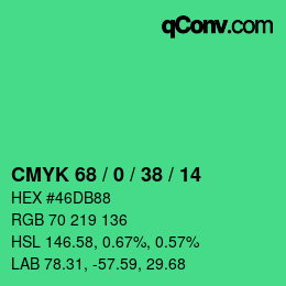 Color code: CMYK 68 / 0 / 38 / 14 | qconv.com