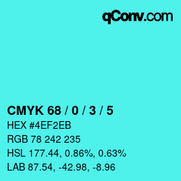 Código de color: CMYK 68 / 0 / 3 / 5 | qconv.com
