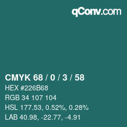 颜色代码: CMYK 68 / 0 / 3 / 58 | qconv.com