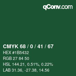 Color code: CMYK 68 / 0 / 41 / 67 | qconv.com