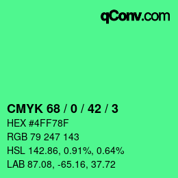 Color code: CMYK 68 / 0 / 42 / 3 | qconv.com