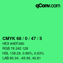 Farbcode: CMYK 68 / 0 / 47 / 5 | qconv.com