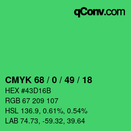 Color code: CMYK 68 / 0 / 49 / 18 | qconv.com