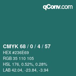 Color code: CMYK 68 / 0 / 4 / 57 | qconv.com