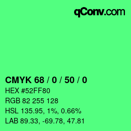 Color code: CMYK 68 / 0 / 50 / 0 | qconv.com
