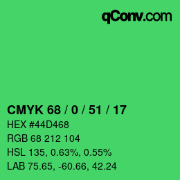 カラーコード: CMYK 68 / 0 / 51 / 17 | qconv.com
