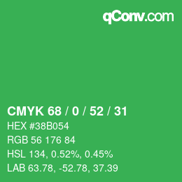 カラーコード: CMYK 68 / 0 / 52 / 31 | qconv.com
