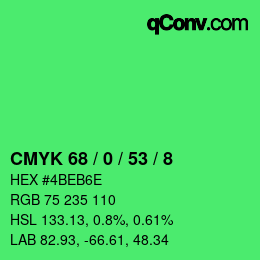 Color code: CMYK 68 / 0 / 53 / 8 | qconv.com