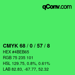 カラーコード: CMYK 68 / 0 / 57 / 8 | qconv.com