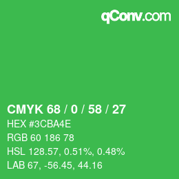 Farbcode: CMYK 68 / 0 / 58 / 27 | qconv.com