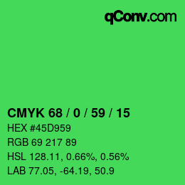 Color code: CMYK 68 / 0 / 59 / 15 | qconv.com