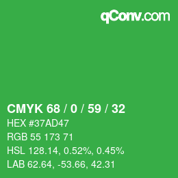 Color code: CMYK 68 / 0 / 59 / 32 | qconv.com