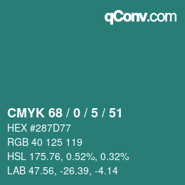 颜色代码: CMYK 68 / 0 / 5 / 51 | qconv.com