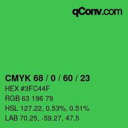 Color code: CMYK 68 / 0 / 60 / 23 | qconv.com