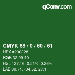 Color code: CMYK 68 / 0 / 60 / 61 | qconv.com