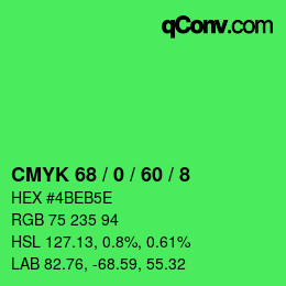 Color code: CMYK 68 / 0 / 60 / 8 | qconv.com