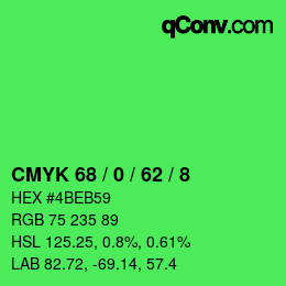 Color code: CMYK 68 / 0 / 62 / 8 | qconv.com