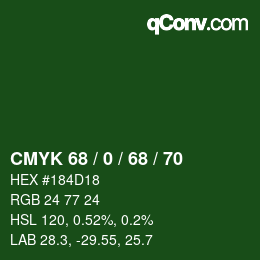 颜色代码: CMYK 68 / 0 / 68 / 70 | qconv.com