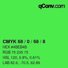 颜色代码: CMYK 68 / 0 / 68 / 8 | qconv.com