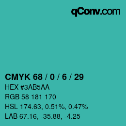 Farbcode: CMYK 68 / 0 / 6 / 29 | qconv.com