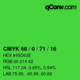 Color code: CMYK 68 / 0 / 71 / 16 | qconv.com
