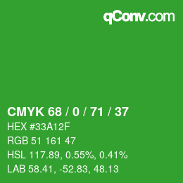 Color code: CMYK 68 / 0 / 71 / 37 | qconv.com