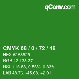 Farbcode: CMYK 68 / 0 / 72 / 48 | qconv.com